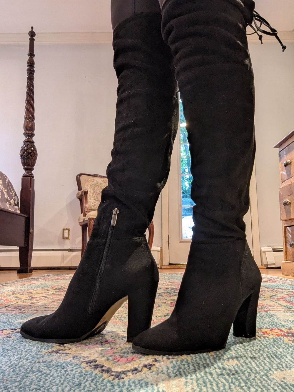 Black Over-the-Knee High-Heel Boots - Women